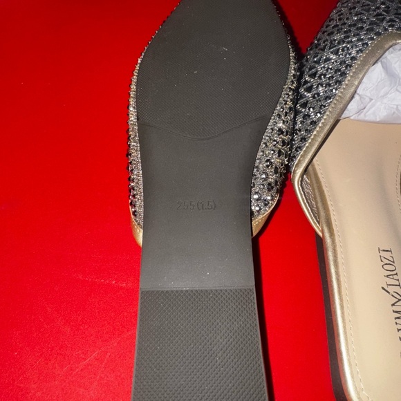 Women's Gold and Silver Embellished Mules - Picture 4 of 6